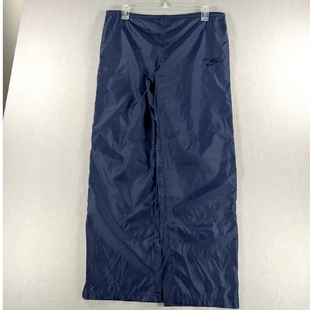 Vintage 80s Nike Navy Track Pants Nylon Windbreaker Mens Size Large Streetwear